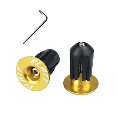 Image of PLATT Bike Bar End Plugs Aluminum MTB Road BMX Handlebar Caps (Gold,1 Pair)