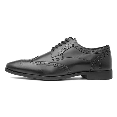 Image of Hush Puppies Men&#039;s Elliot Brogue School Uniform Shoe, Black, 7 UK