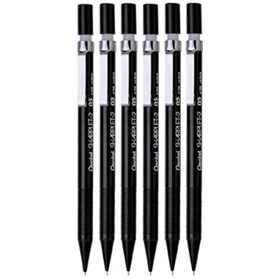 Image of Pentel 0.5mm (A125) Black Sharplet 2 Automatic Pencil Drafting Mechanical Refillable Lead &amp; Eraser A125 A (Pack Of 6)