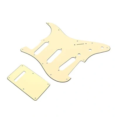 Image of Alnicov 11 Hole Stratocaster Pickguard Sss Guitar Pick Guard Back Plate For Fender Standard Strat Replacement,Cream