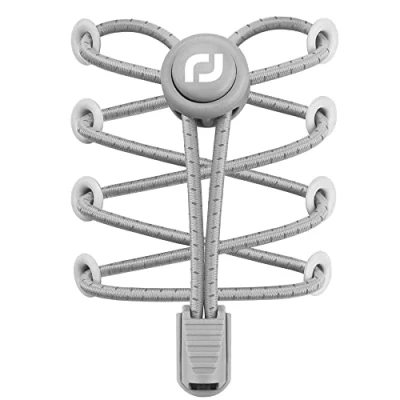 Image of RJ Sport Elastic shoelaces with quick release, lacing system for unique comfort and strong hold (number 008, reflective grey)