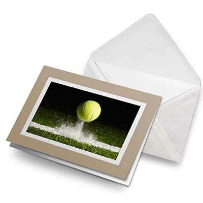 Image of Greeting Cards Biege (Insert) Tennis Ball Sports Game Blank Greetings Card Birthday Kids Party Boys Girls #14656