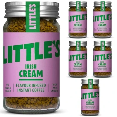 Image of Little&#039;s Irish Cream Flavoured Instant Coffee, 6 Pack (50g x 6) Rich &amp; Smooth Infused With Flavour Vegan Friendly, Low Calories, No Added Sugar
