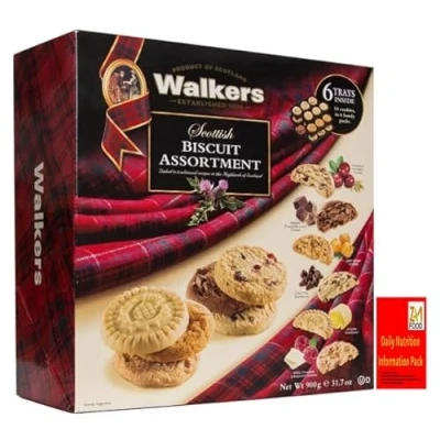 Image of Walkers Shortbread Scottish Biscuit Assortment, 900g Box, Varities Biscuits with zamfoods nurtirion pack 54 Cookies, 6 Varieties &amp; Handy Packs Christmas, Fathers Mothers day gift (1, 900g)