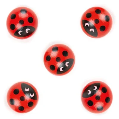 Image of Nene Toys 5 Piece Wooden Replacement Set for Ladybug&#039;s Matching Game Premium Handcrafted Ladybugs to Elevate and Enhance Your Gameplay Experience [Ideal Lost or Missing Pieces]