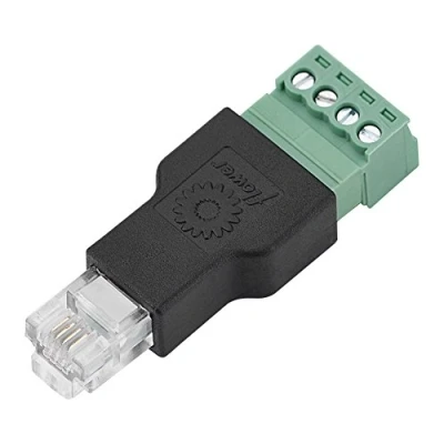 Image of ASHATA Ethernet Connector, Cable Connector RJ11 6P4C Male to 4 Pin Screw Terminal