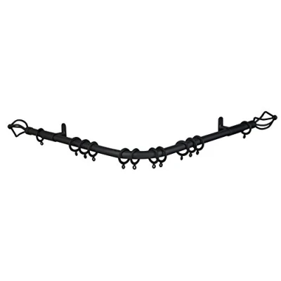 Image of Speedy County Metal 19mm Crown 3 Sided Bay Curtain Pole Set, Black, 420 Cm