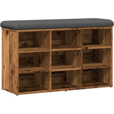 Image of vidaXL Shoe Bench Old Wood 82x32x50 cm with Cushion Entryway Storage