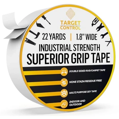 Image of Target Control 65ft SUPERIOR GRIP, Double Sided Carpet Tape, Extra Strong Rug Tape For Vinyl Flooring, Heavy Duty, Gripper Wood Floors