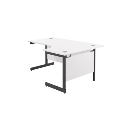 Image of Jemini Radial Right Hand Single Upright Cantilever Desk 1600x1200x730mm White/Black KF819745