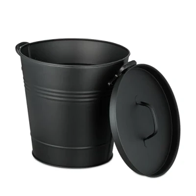 Image of Relaxdays Ash Bucket, 100% iron, Black, XL, 33 x 37.5 31 cm