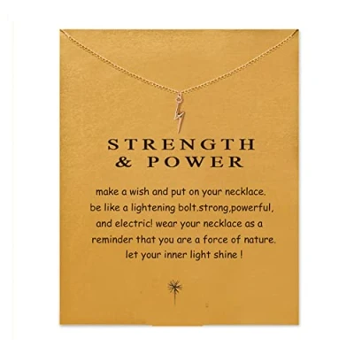 Image of ZYAWP Message Card Lightning Pendant Necklace Friendship Interlocking Infinity Circles Chain Dainty Meaning Gifts for Women and Sisters
