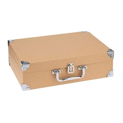 Image of Glorex Travel, Suitcase Sustainable FSC Certified Cardboard, Approx. 35.5 x 25 10 cm, Made of Papier mâché, for Gluing, Painting, decopatch or decoupage, Natural Brown, 35,5 cm