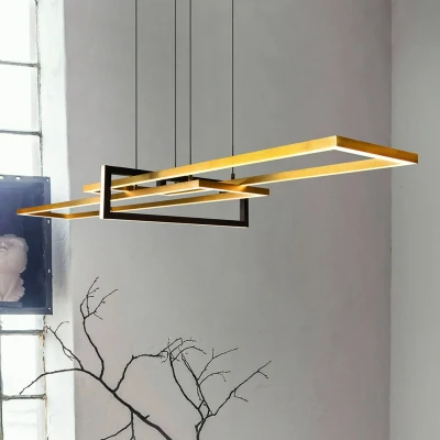 Image of Trio Leuchten Salinas 320310308 LED Pendant Light Metal Brass/Matte Black with 34 Watt Switch Dimmer