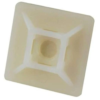Image of Merriway BH07495 (100 Pcs) White Tie Mounts 28 x mm Self Adhesive for Cable Ties Maximum Width 4.6 Pack of 100 Pieces