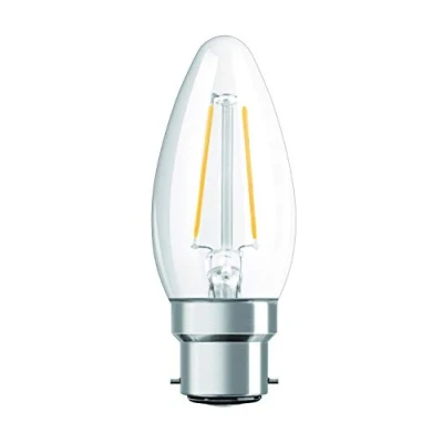 Image of OSRAM LED Star Classic B / lamp in candle shape with B22d base not dimmable replacement for 40 Watt filament style clear warm white 2700 Kelvin 1 pack