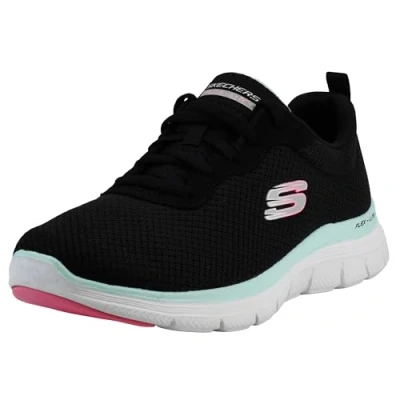 Image of Skechers Wide Fit FLEX Appeal 4.0 Trainers, Women&#039;s, Size: 4, Black Polyester