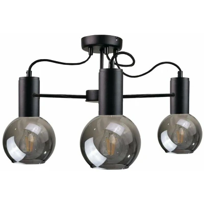 Image of Liv Multi Arm Semi Flush Ceiling Light Black, 60cm, 3x E27