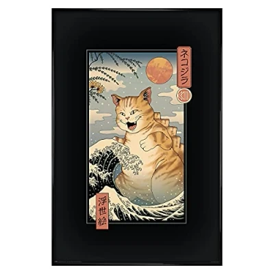 Image of Vincent Trinidad Gloss Black Framed Catzilla Ukiyoe Maxi Poster 61x91.5cm