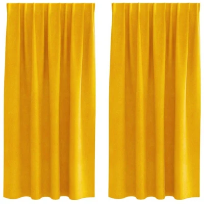 Image of vidaXL Blackout Curtains with Top Tape 2 pcs Mustard Yellow Velvet