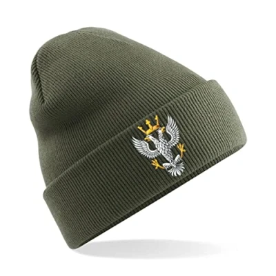 Image of PSave Mercian Regiment Insignia Mens Premium Embroidered Beanie Hat, Bob Hat British Army Military (Military Green)