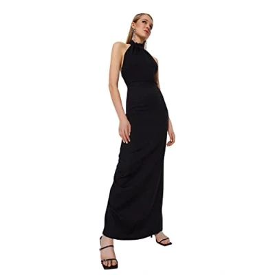 Image of Trendyol FeMan Shift Fitted Woven Evening Dress,Black,38