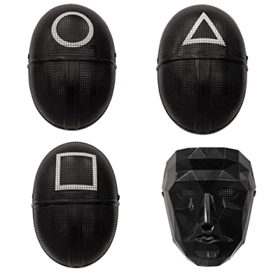 Image of Boland Triangle Mask soldier, guard, player, face mask, Korean game game, costume, carnival, theme party (Triangle)