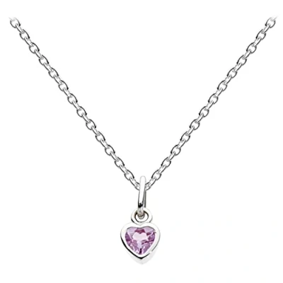 Image of Dew Women&#039;s Sterling Silver and Amethyst Heart Necklace of Length 18 inch
