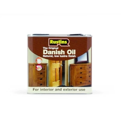 Image of Rustins DANO2500 Original Danish Oil 2.5 litres Rich, Natural Glow Enhances Wood Grain Beautifully, Professional Grade Finish, Easy DIY Application
