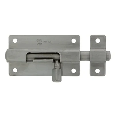 Image of Amig Overlap Pin for Doors Mod.800 Security Latch Horizontal or Vertical Closing Stainless Steel Measurements: 25 x 16 mm includes Coach Screws