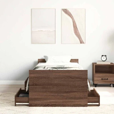 Image of vidaXL Bed Frame without Mattress Brown Oak 90x190 cm Single
