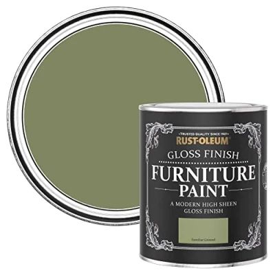 Image of Rust Oleum Green Furniture Paint in Gloss Finish Familiar Ground 750ml