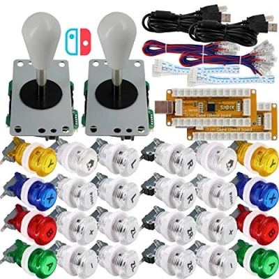 Image of SJ@JX Arcade Game Controller USB Encoder 2 Player Gamepad Microswitch Button 8way Joystick for Nintendo Switch PC PS3 Retropie Raspberry Pi MAME