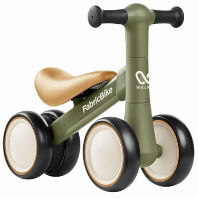 Image of FabricBike Walker Baby Balance Bike 1 Year Old, Toddler for 10 24 Months, No Pedals, Ride On Toys Boys &amp; Girls, with 4 Wheels. (Amazon Green)