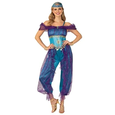 Image of Bristol Novelty 700881M000 Women&#039;s Genie Costume Adult Fancy Dress, Blue/Multi, Medium