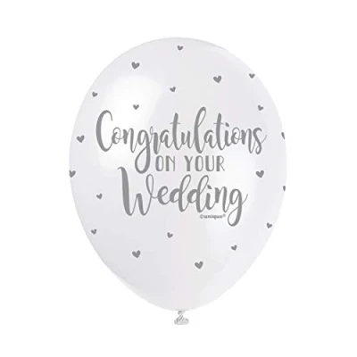 Image of White Wedding Latex Balloons (30cm) Pack of 5 Elegant Celebration Decorations for Special Day