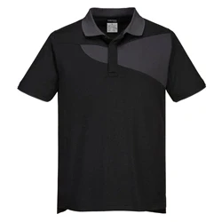 Image of PW2 Polo Shirt Short Sleeve (Black &amp; Grey) Large