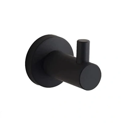 Image of WOMAO Matte Black Towel Hook, Round Hook Bathroom Robe Hanging Coat Hat wall mounted with SUS 304 Stainless