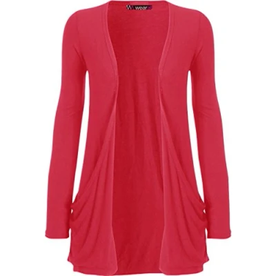 Image of WearAll Ladies Long Sleeve Boyfriend Cardigan Womens Top Cerise 20/22
