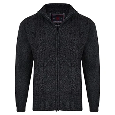 Image of KAM Charcoal Full Zip Cable Knit Cardigan Men&#039;s