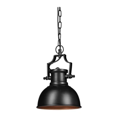 Image of Relaxdays Industrial Style Pendant Light, Retro Shabby Look, Decor for Dining Room, LED, Hanging Lamp, D=21cm, Black, Iron, 40 W