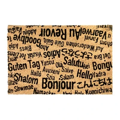 Image of CKB LTD® BONJOUR, AU REVOIR Novelty DOORMAT Unique Doormats Front/Back Door Mats Made with a non slip PVC backing Natural coir Indoor &amp; Outdoor