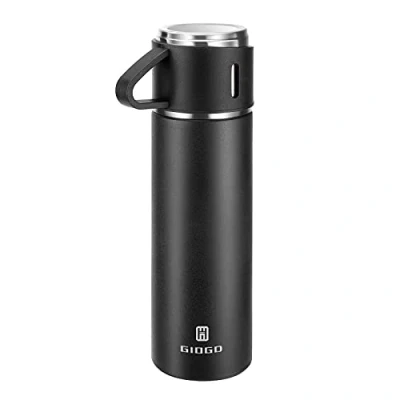 Image of Vacuum Insulated Flask 500ml/16.9oz Stainless Steel Thermo Bottle with Cup for Coffee Water Hot and Cold Drink Flasks.(Black,Single)