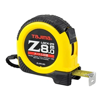 Image of Tajima Z5L80MYD Tape Measure Z (Dual Lock Steel Nylon Coat Coating Triple Riveted End Hooks High Tensile Strength Reel Spring 8m x 25mm)