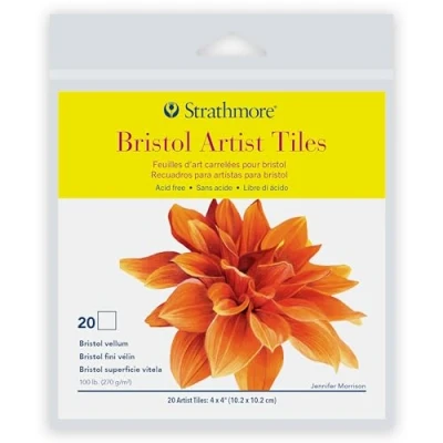 Image of Strathmore 105 970 300 Series Bristol Artist Tiles, Vellum 4&quot;x4&quot;, 20 Sheets