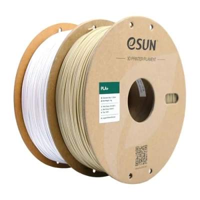 Image of eSUN PLA+ Filament 1.75mm, Enhanced Toughness 3D Printer PLA Plus, Dimensional Accuracy +/ 0.03mm, 1KG per Spool, 2 Spools Printing Filament, Bone White and Cold
