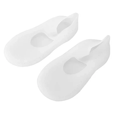 Image of 1 Pair Silicone Gel Moisturizing Socks Relieve Plantar Fasciitis Pain Heel Foot Anti Cracking Protector Care Tool Prevention (L White)