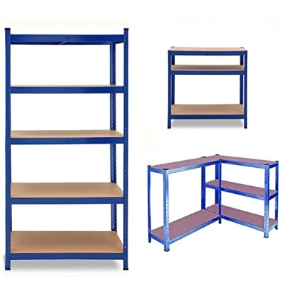 Image of Racking Shelf Unit Heavy Duty Shelving Metal Storage Shelves Garage with 1930lbs Capacity Layout Height Adjustable for Workshop Bolt less (180x90x40cm,Blue)