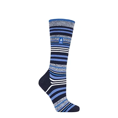Image of Women&#039;s 1 Pair SOCKSHOP Heat Holders 1.0 TOG Apres Ski Ultra Lite Socks Navy Stripe 4 8 Ladies