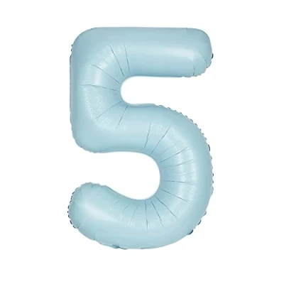 Image of Giant Foil Number 5 Balloon 86 cm Matte Baby Blue